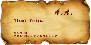 Alexi Anina névjegykártya